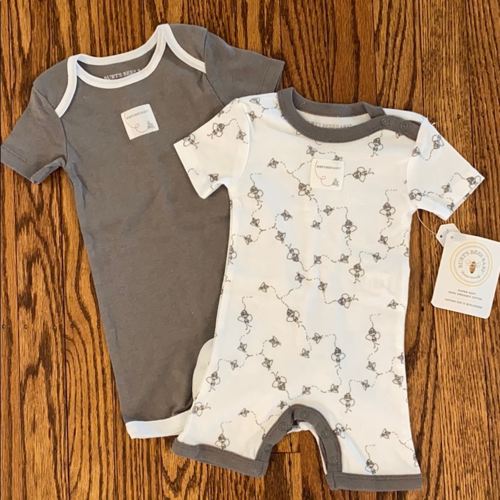 NWT Burt’s Bees Organic Cotton Rompers